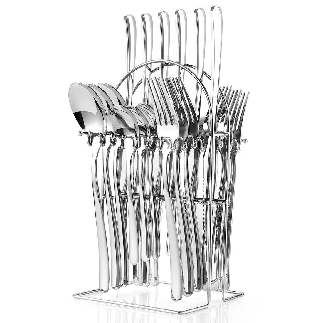 Stainless Steel Cutlery Set 24 Piece With Storage Rack