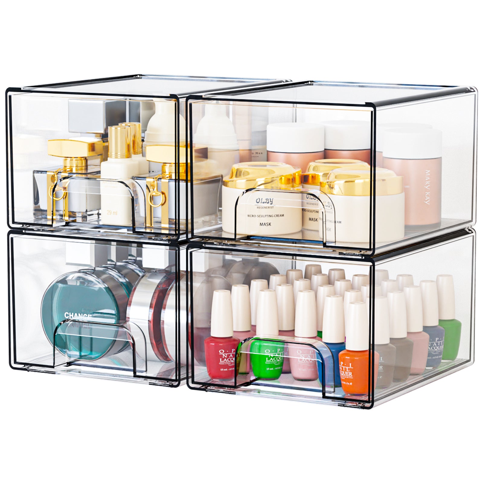 Clear Stackable Acrylic Storage Drawers Bathroom And Kitchen Organizer