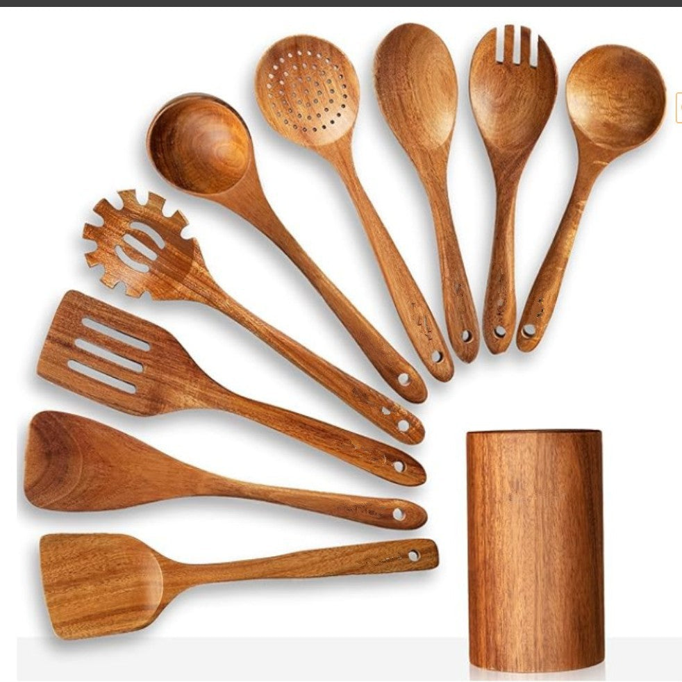 Thailand Teak Wood Kitchen Utensil Set Spoon Ladle Skimmer
