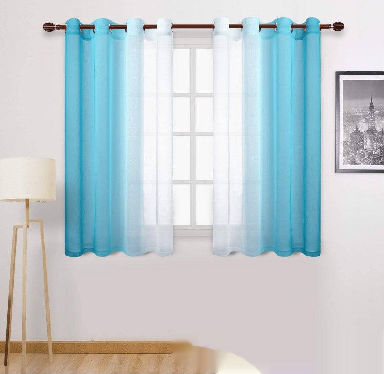 Gradient Sheer Curtains For Balcony With Blackout Curtain Set
