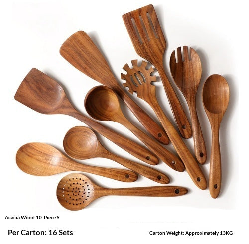 7 Piece Wooden Spoon And Spatula Kitchen Set