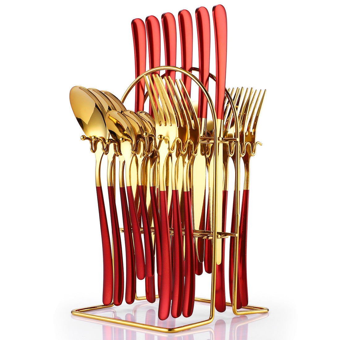 Stainless Steel Cutlery Set 24 Piece With Storage Rack