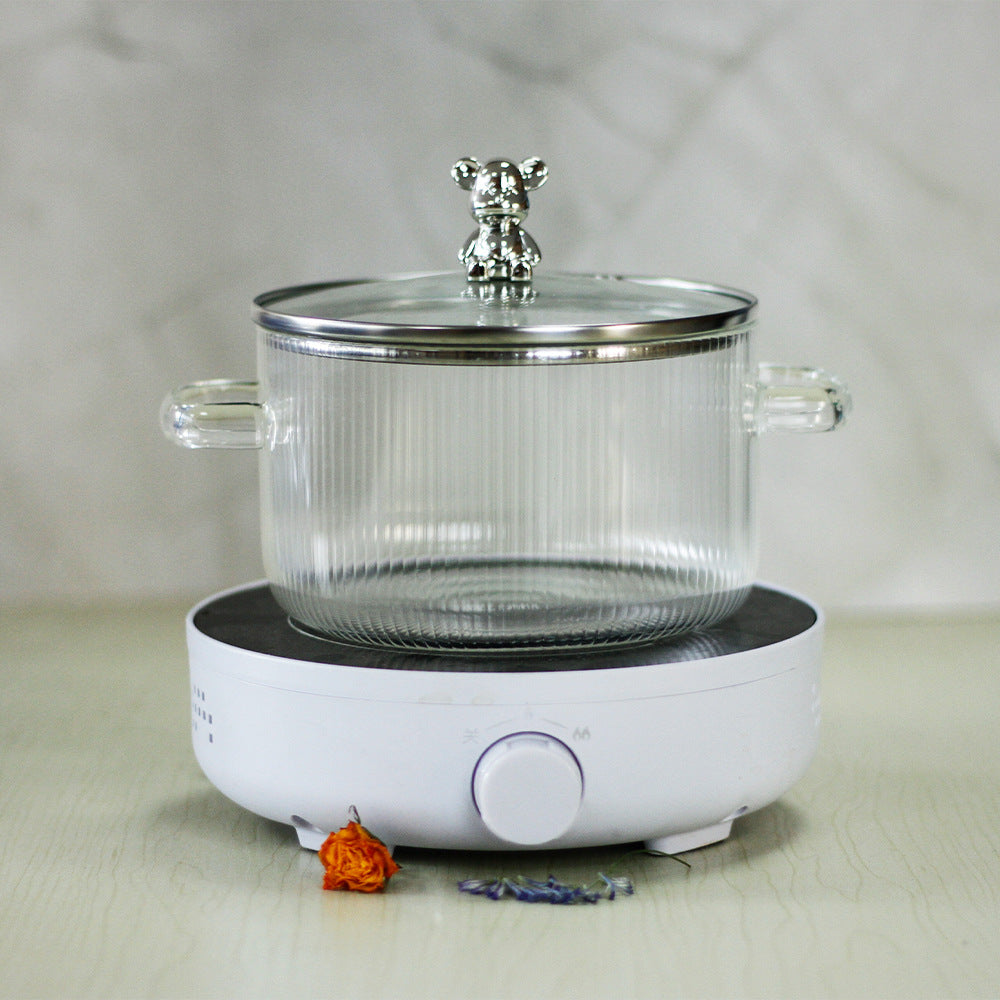 Double-Ear Transparent Glass Milk Pot And Hot Pot Bowl
