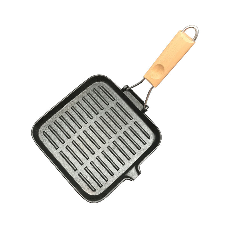 Camping Cast Iron Steak Skillet Foldable Pan