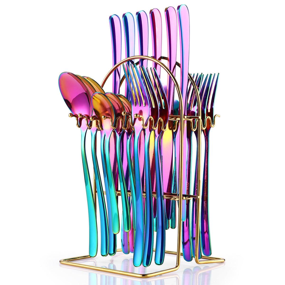 Stainless Steel Cutlery Set 24 Piece With Storage Rack