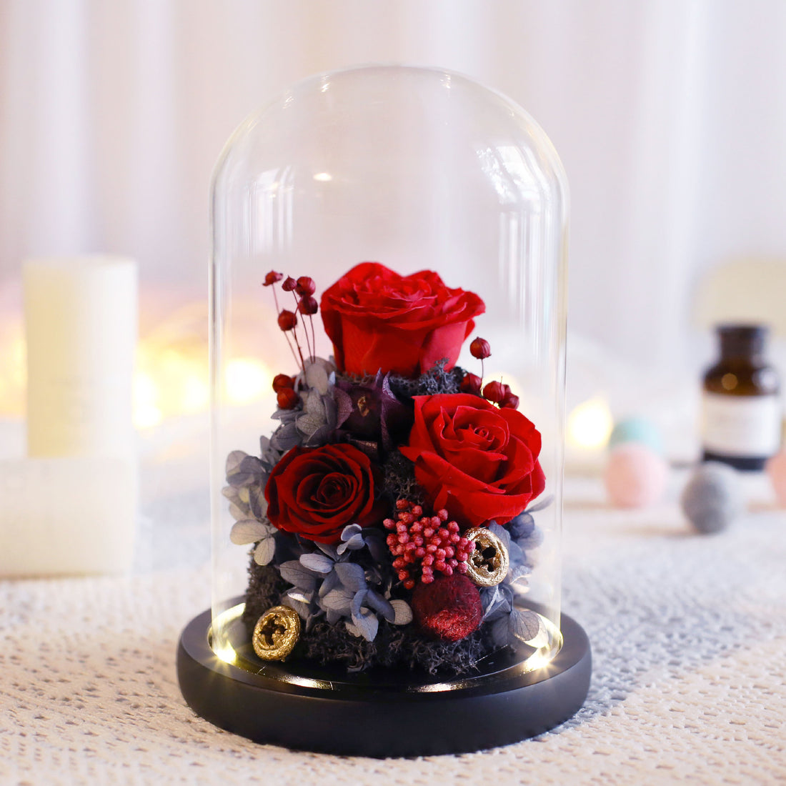 Glass Cover Eternal Rose Gift Box Valentine Birthday Gift