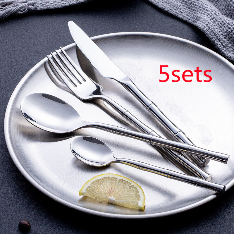 Golden Steak Cutlery Set With Spoon For Dining Table