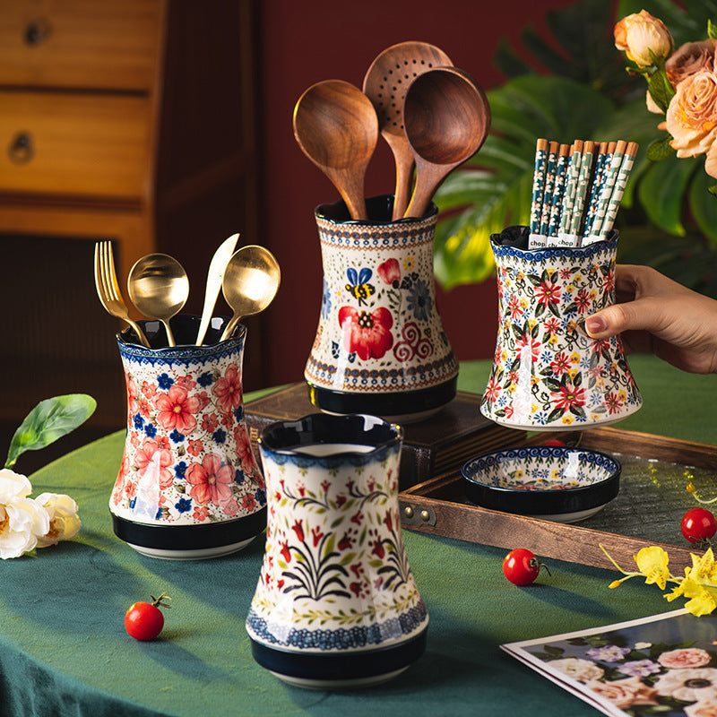 Ceramic Kitchen Chopstick And Spoon Draining Holder