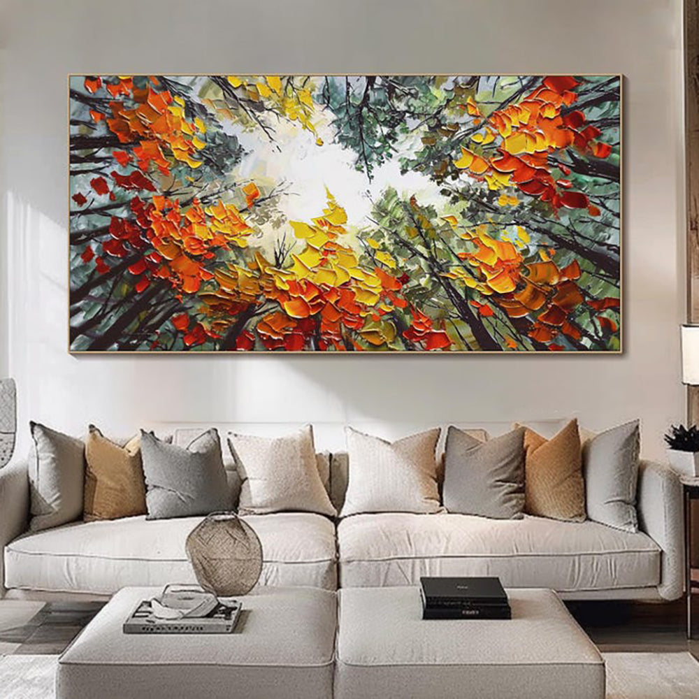 Modern Birch Forest Landscape Oil Painting Wall Decor