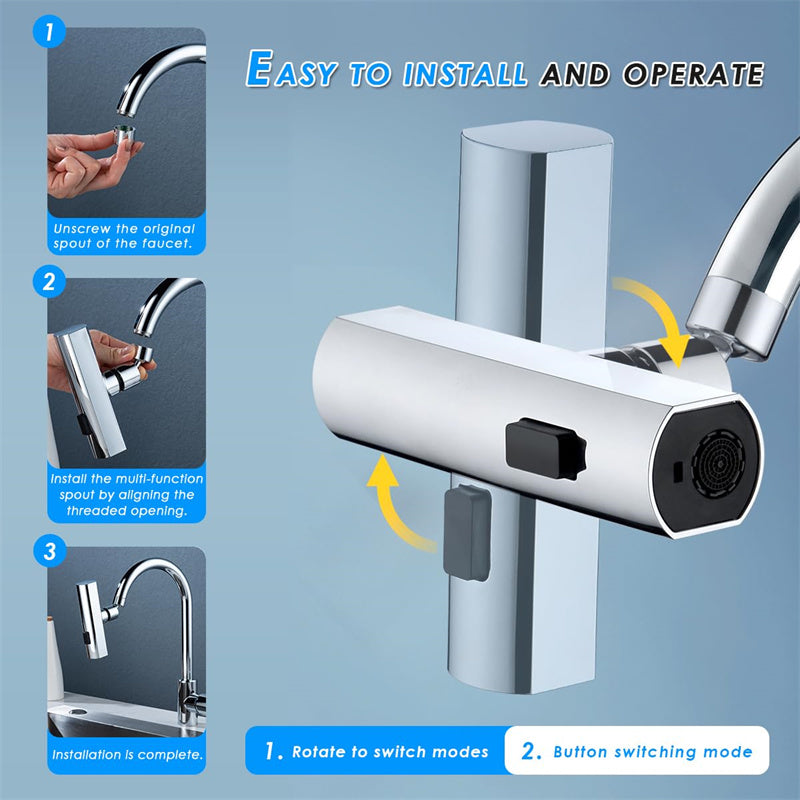 Universal Rotating Waterfall Kitchen Faucet Bubbler Attachment