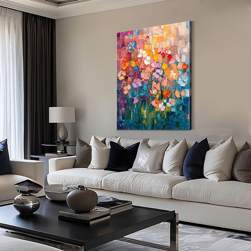 Hand-Painted Abstract Tulip Oil Painting Wall Art