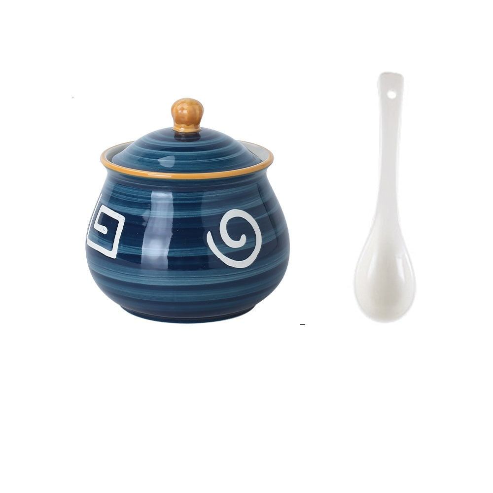 Household Kitchen Condiment Pot Ceramic Suit