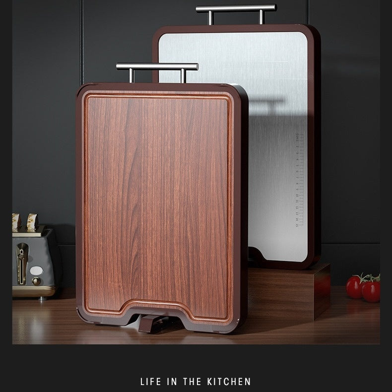 Double Sided Stainless Steel Ebony Cutting Board Antibacterial Design