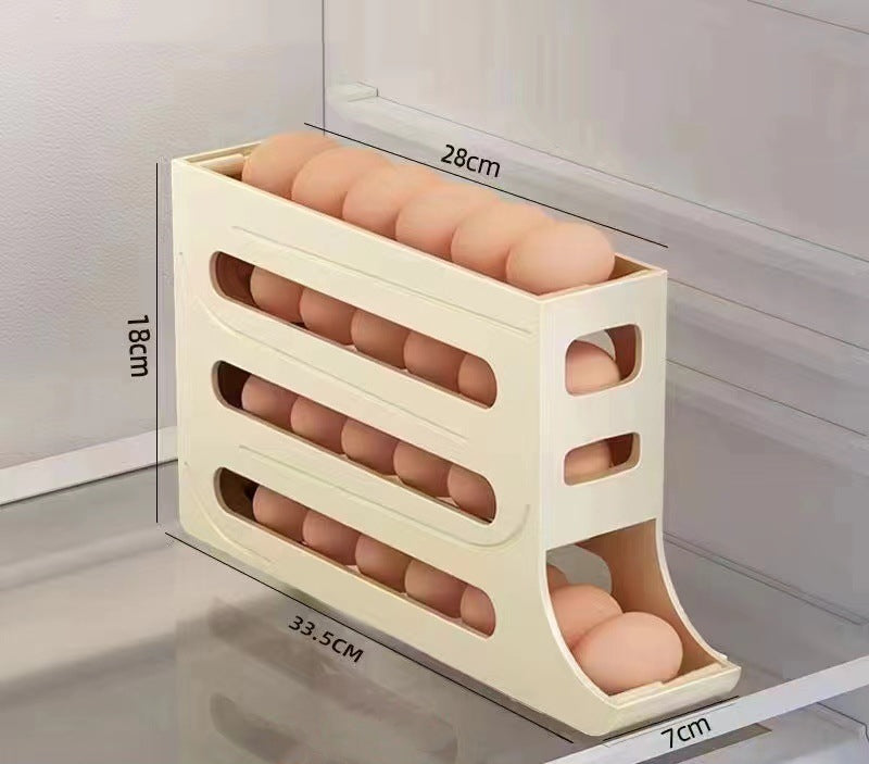 4-Layer Automatic Sliding Egg Storage Tray Refrigerator Holder