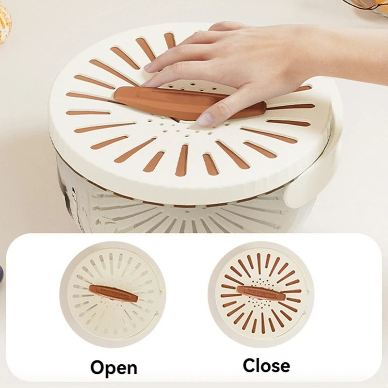 Foldable Fruit Washing Basket With Lid Vegetable Colander Kitchen Box