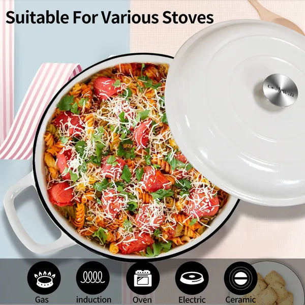 Enameled Cast Iron Dutch Oven 3.8 Quart Nonstick Pot
