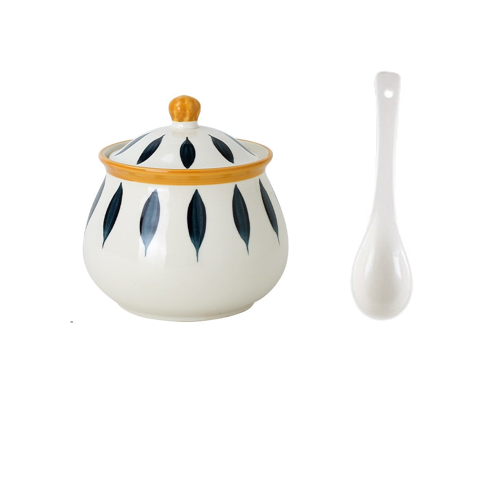 Household Kitchen Condiment Pot Ceramic Suit
