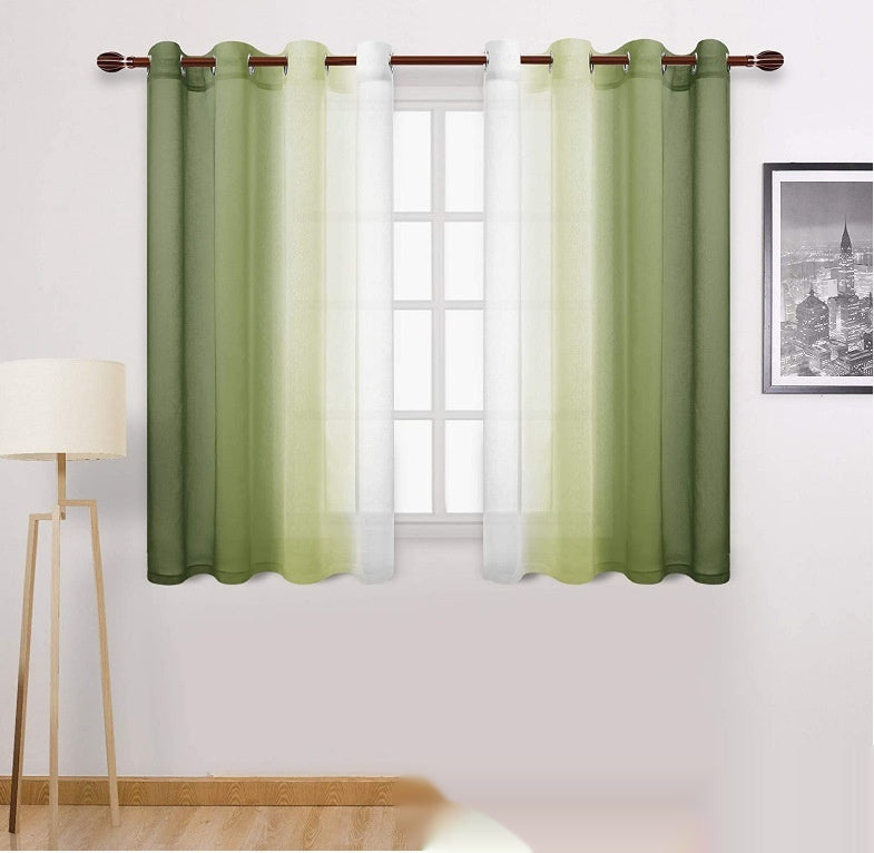 Gradient Sheer Curtains For Balcony With Blackout Curtain Set