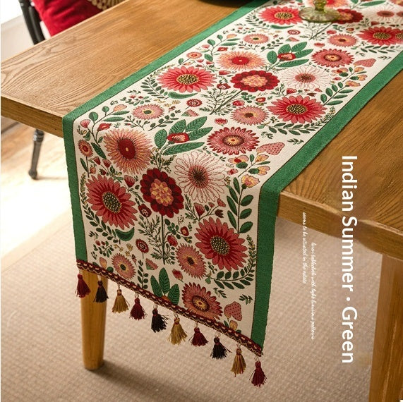 Botanical Jacquard Table Runner For Dining And Living Room