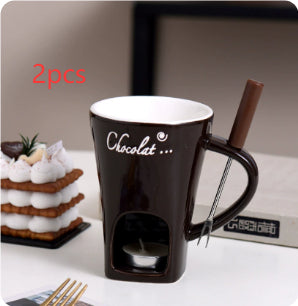 Mini Fondue Mug Set Chocolate Cheese Warmer Kit