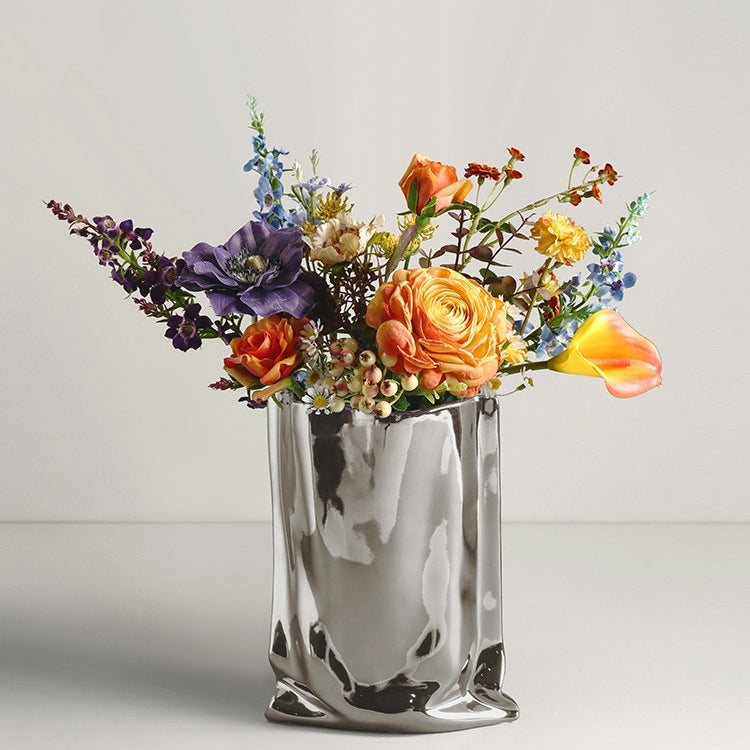 Silver Electroplated Ceramic Vase Dried Flowers Decor