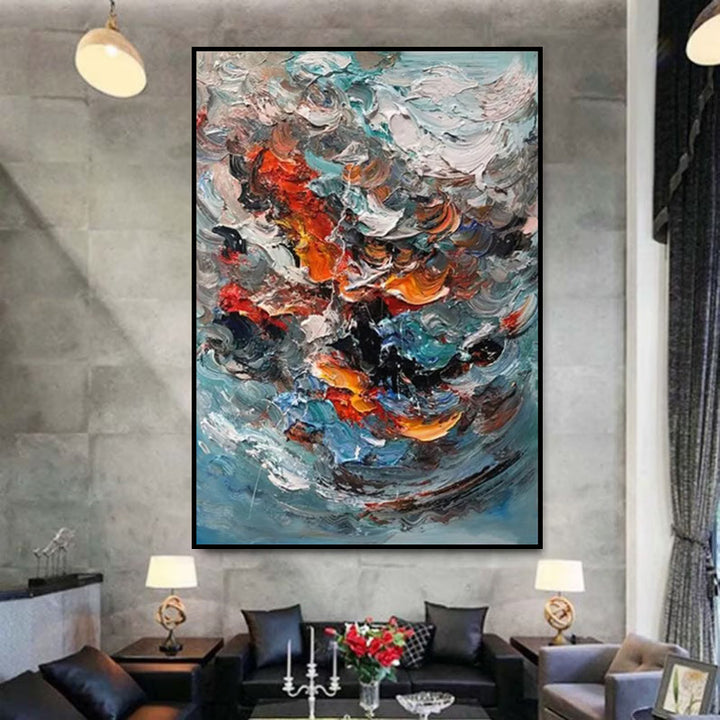Large Abstract Textured Oil Painting Living Room Wall Art