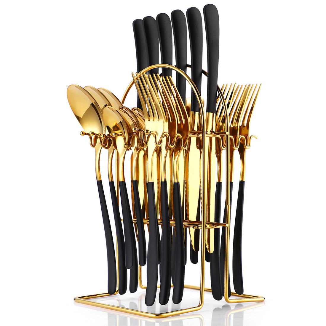 Stainless Steel Cutlery Set 24 Piece With Storage Rack