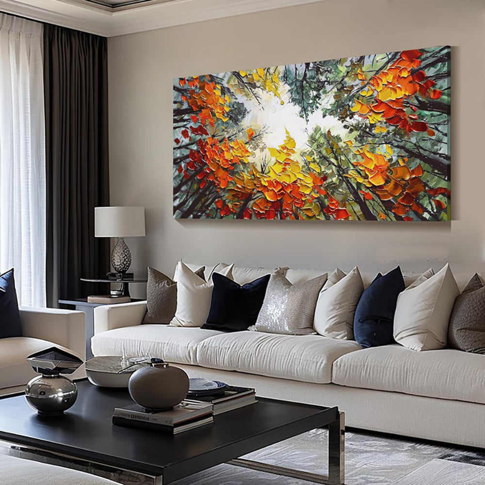Modern Birch Forest Landscape Oil Painting Wall Decor