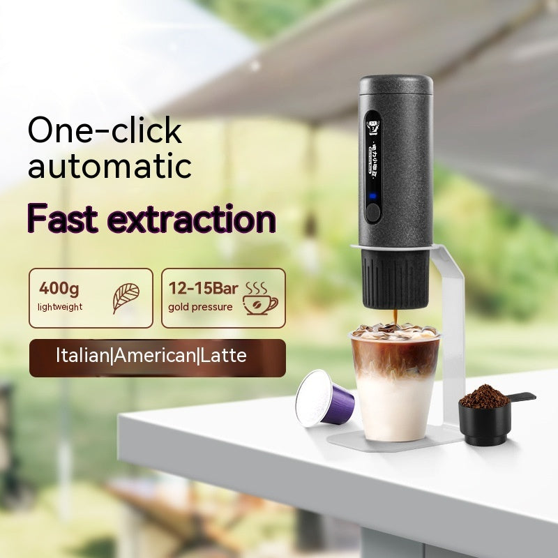 Mini Portable Travel Coffee Machine Dual Use Capsule Ground