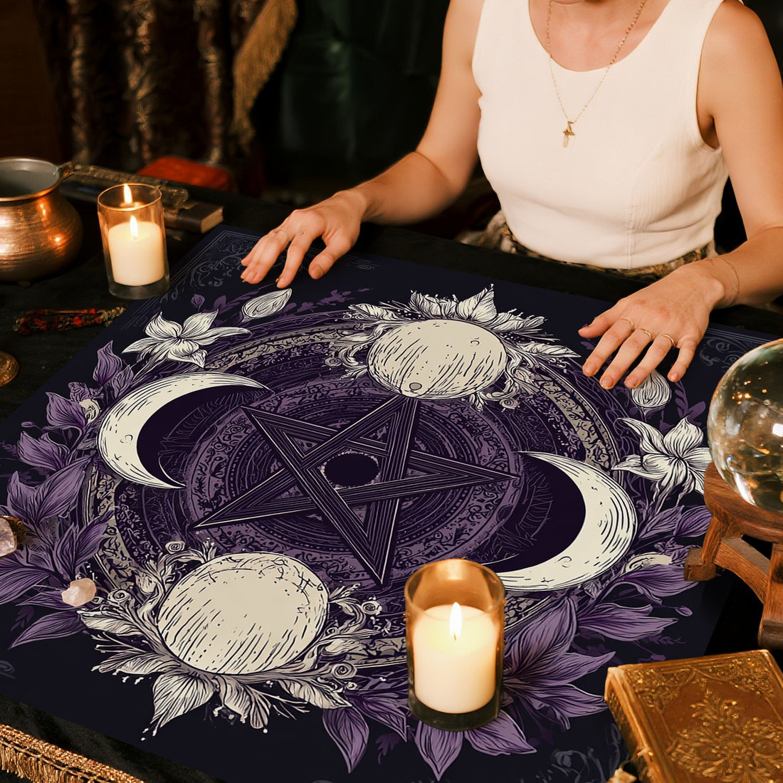 Decorative Tarot Tablecloth For Card Reading And Spiritual Use