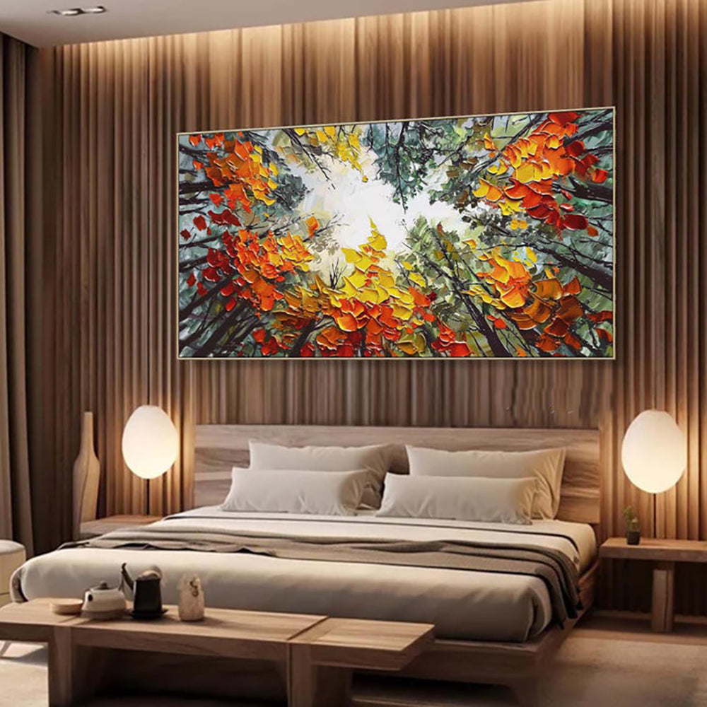 Modern Birch Forest Landscape Oil Painting Wall Decor